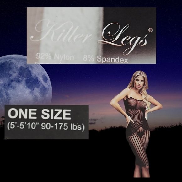 Killer Legs Sexy Black Sheer Mesh Lingerie Chemise Dress, New NWT, One Size - Picture 3 of 3